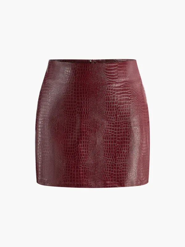 Faux Leather Textured Mini Skirt sold by COMMENSE