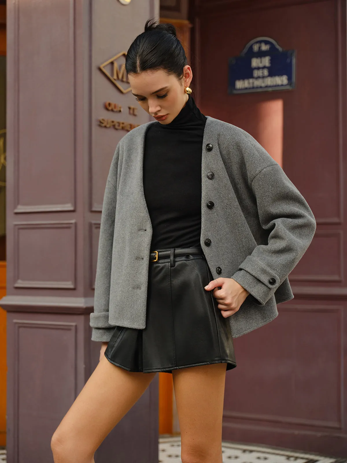 Breasted Wool Coat With Button Tassel Scarf sold by COMMENSE product image thumbnail 4