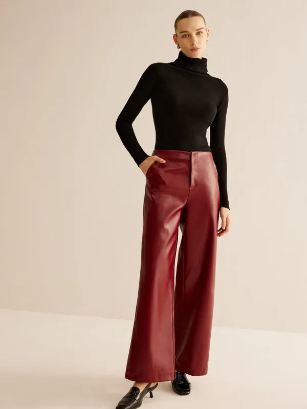 Retro Regular PU Leather Pants sold by COMMENSE