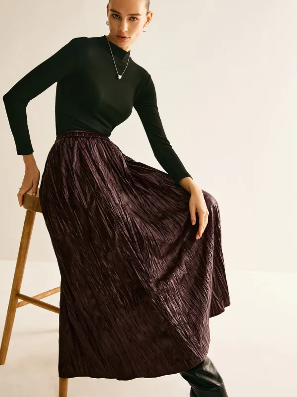 Elastic Waist Faux Leather Skirt sold by COMMENSE