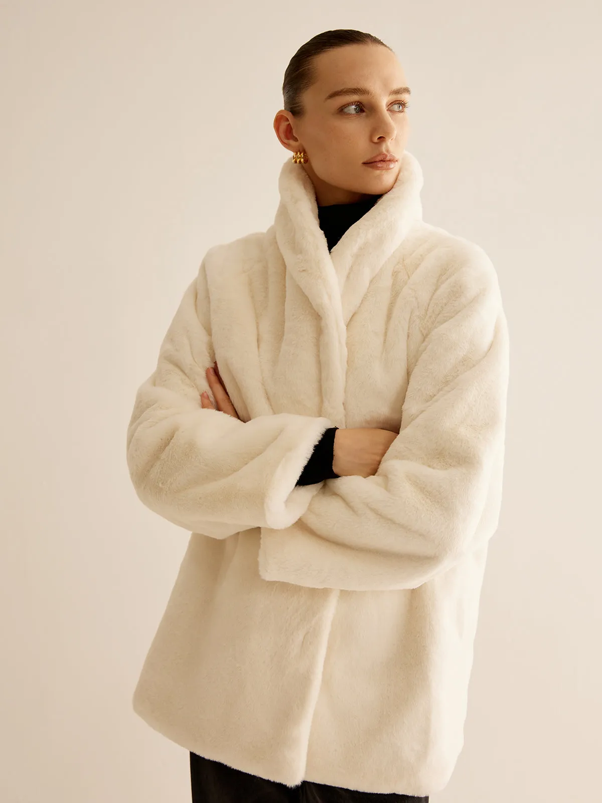 Lapel Loose Faux Fur Coat sold by COMMENSE product image thumbnail 4