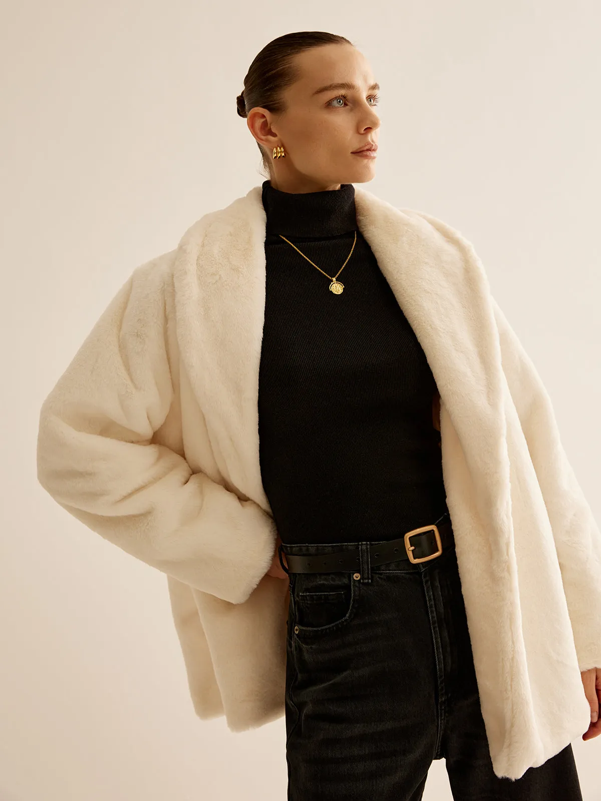 Lapel Loose Faux Fur Coat sold by COMMENSE