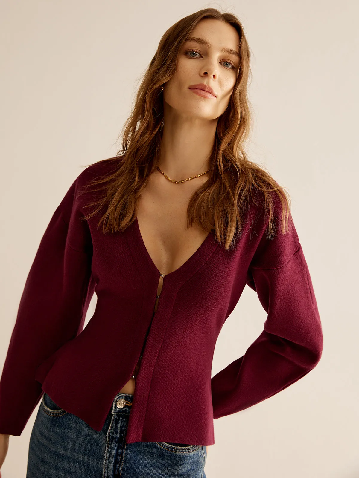 V-Neck Versatile Slim Fitted Cardigan sold by COMMENSE product image thumbnail 5