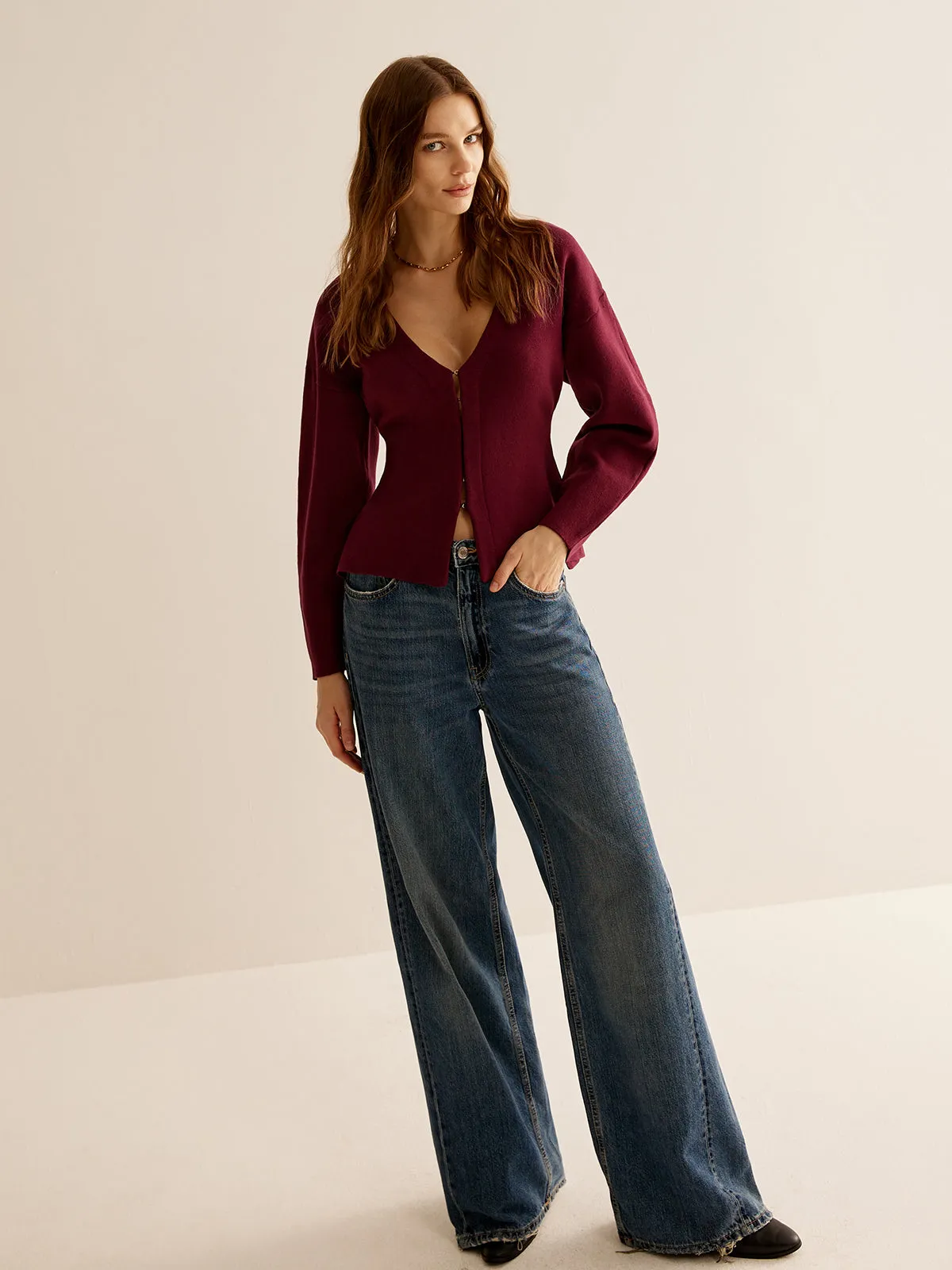 V-Neck Versatile Slim Fitted Cardigan sold by COMMENSE product image thumbnail 4