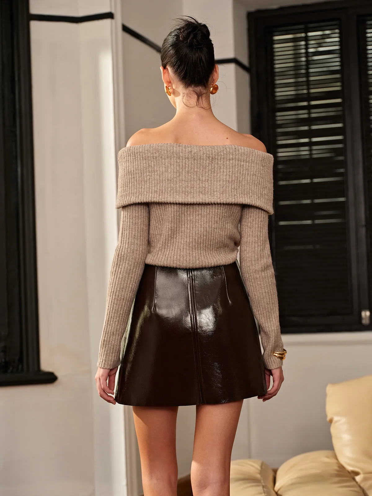 Versatile Zipper PU Leather Mini Skirt sold by COMMENSE product image thumbnail 4
