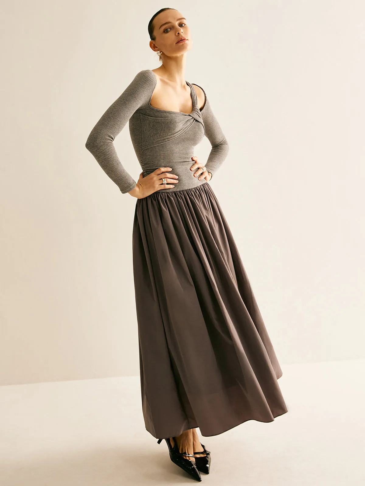 Asymmetrical Chic Panel Pleated Dress sold by COMMENSE product image thumbnail 4