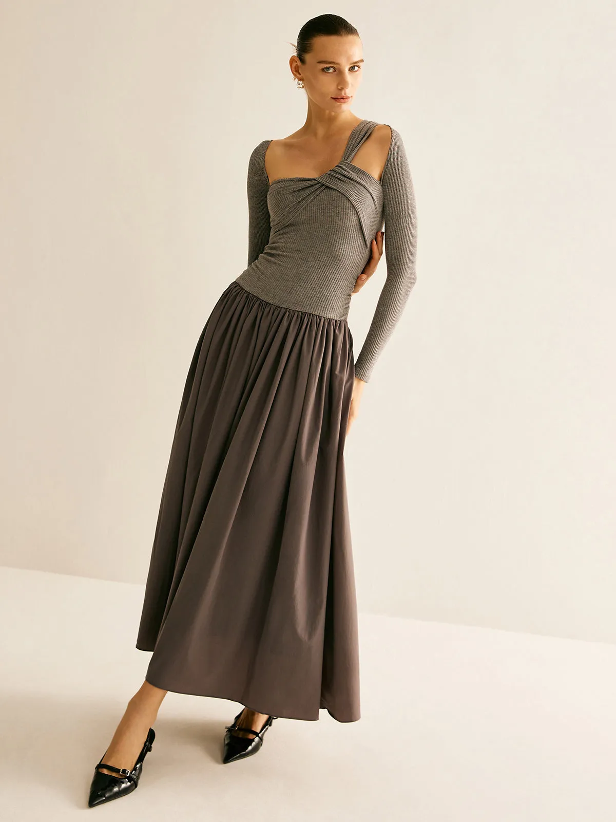 Asymmetrical Chic Panel Pleated Dress sold by COMMENSE