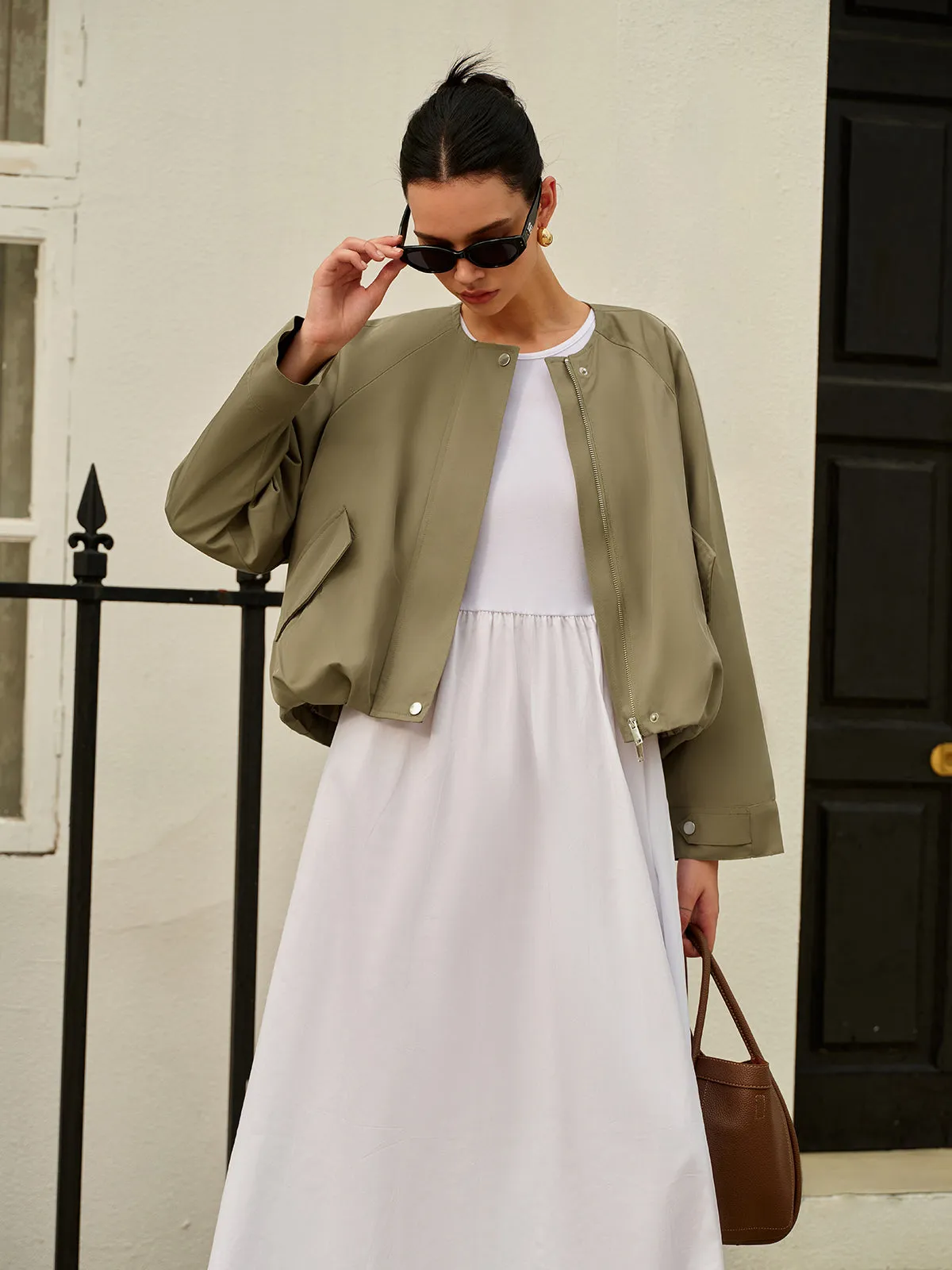 Crew Neck Flap-Pockets Jacket sold by COMMENSE