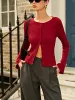 Ribbed Button Down Thin Cardigan sold by COMMENSE