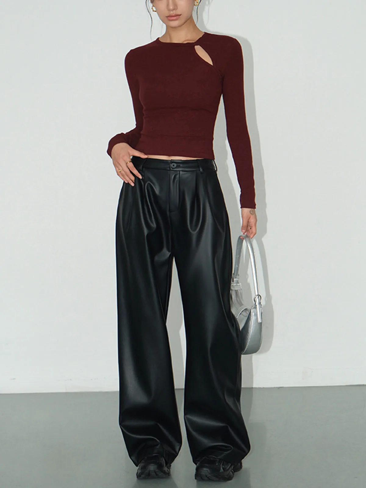 Knotted Cutout Skinny T-Shirt sold by COMMENSE product image thumbnail 2