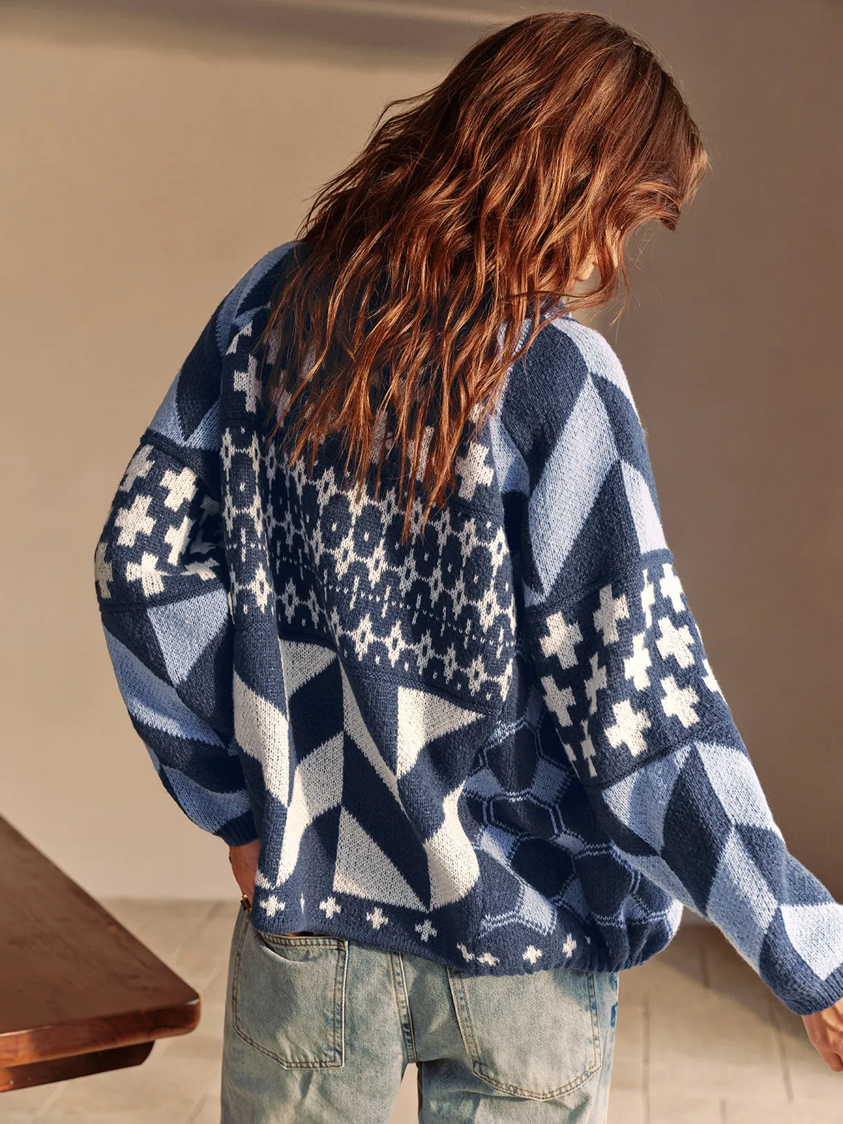 Boheme Printed Lapel Cardigan sold by COMMENSE product image thumbnail 5