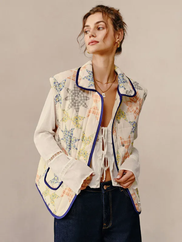 Boheme Printed Contrast Trim Winter Coat sold by COMMENSE