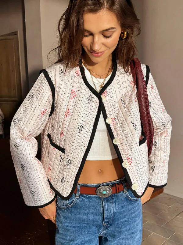 Boheme Contrast Piping Short Jacket sold by COMMENSE