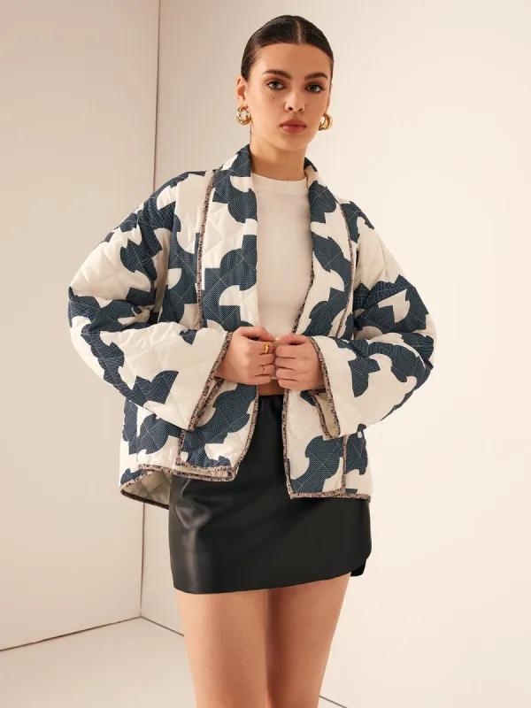 Color Block Printed Warm Jacket sold by COMMENSE