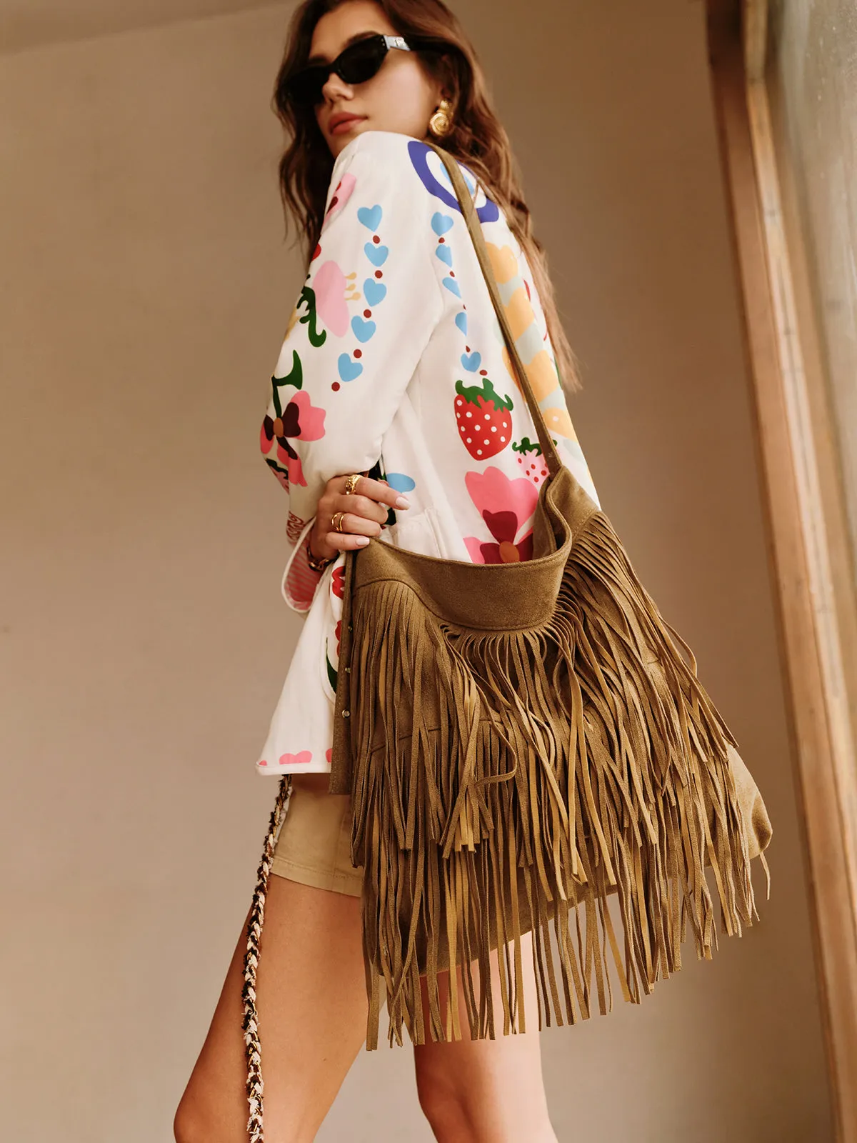 Boheme Buckle-Design Tassel Shoulder Bag sold by COMMENSE