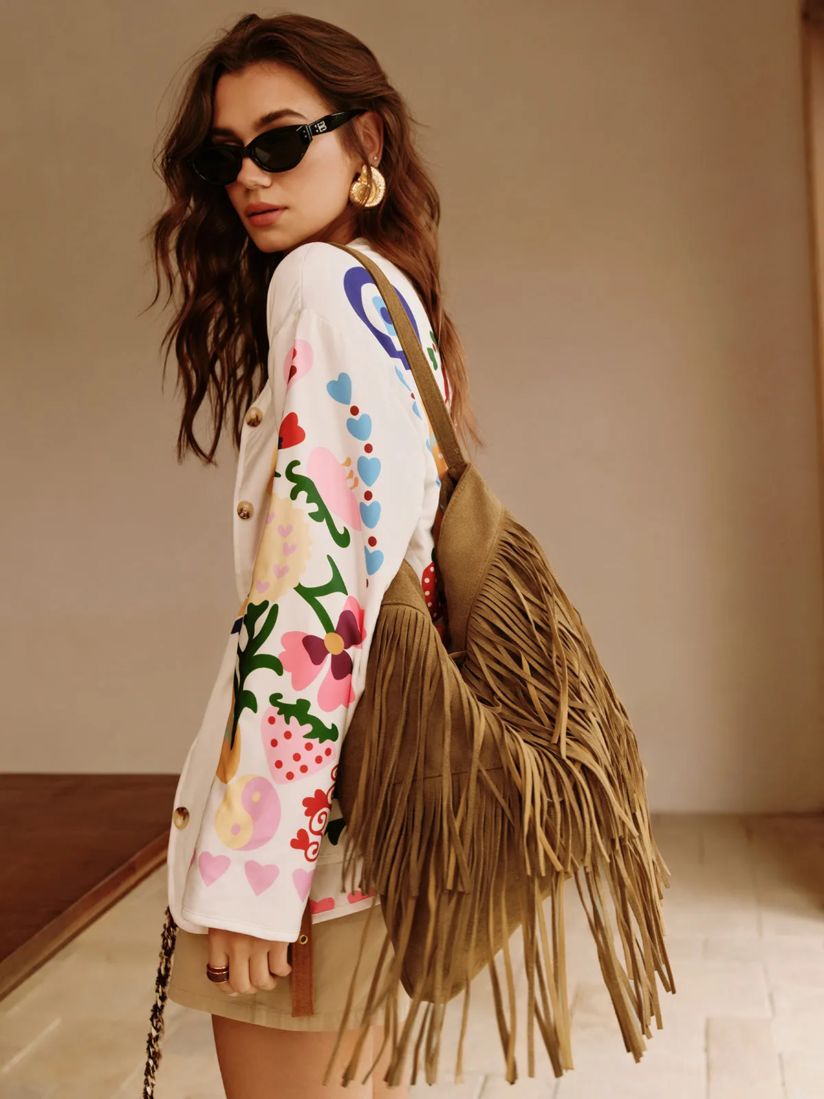 Boheme Buckle-Design Tassel Shoulder Bag sold by COMMENSE product image thumbnail 3