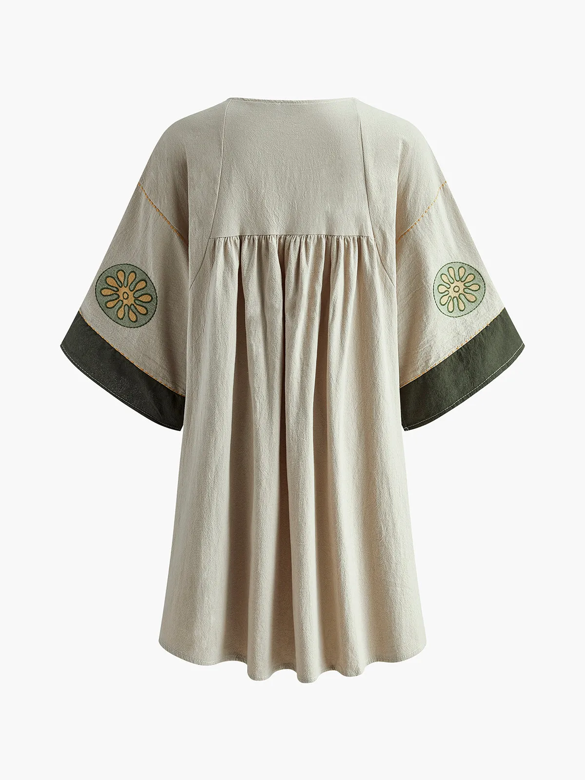 Boheme Embroidery Pleated Half-Sleeve Dress sold by COMMENSE product image thumbnail 3
