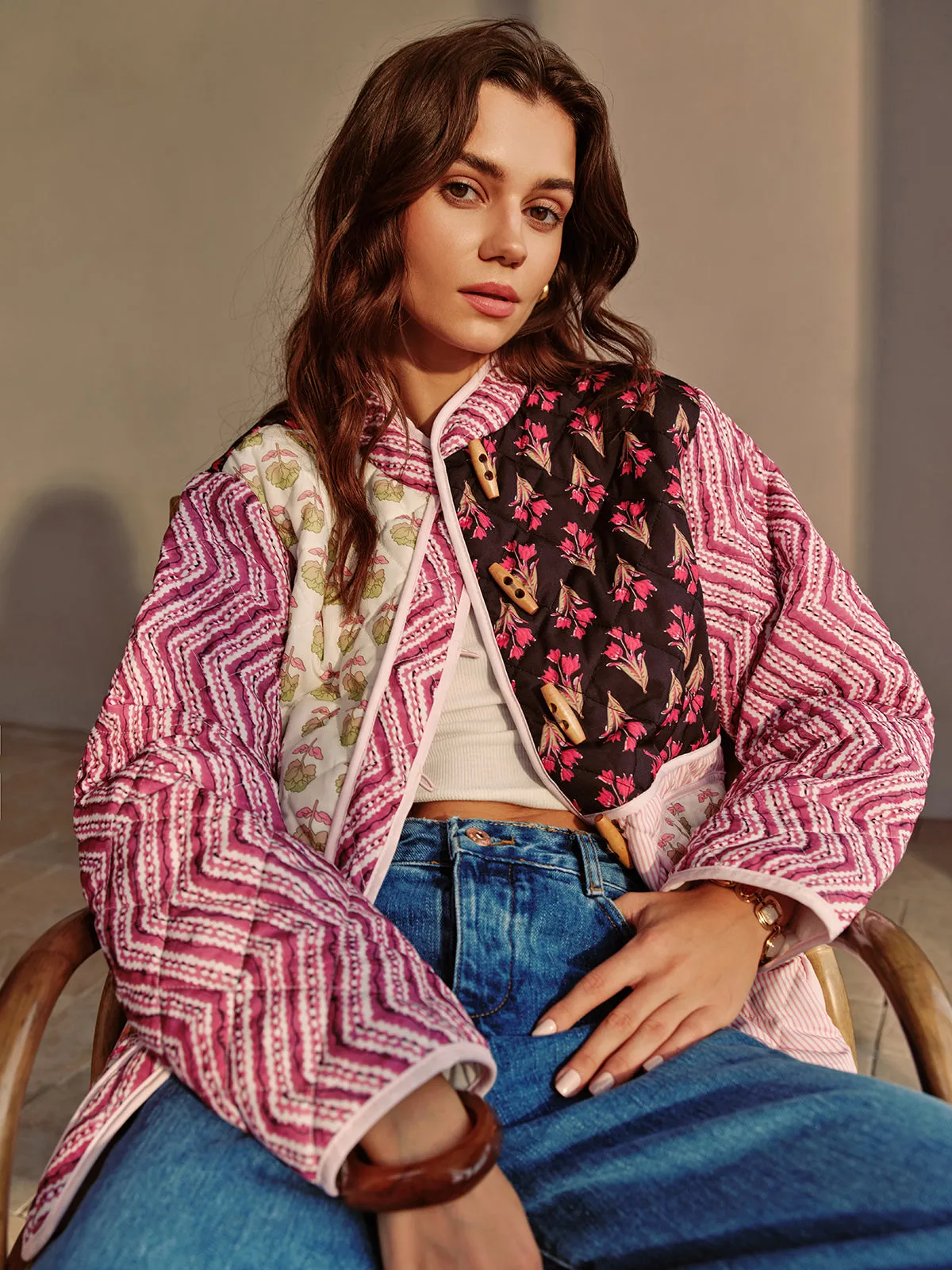 Boheme Floral Printed Winter Coat sold by COMMENSE product image thumbnail 3