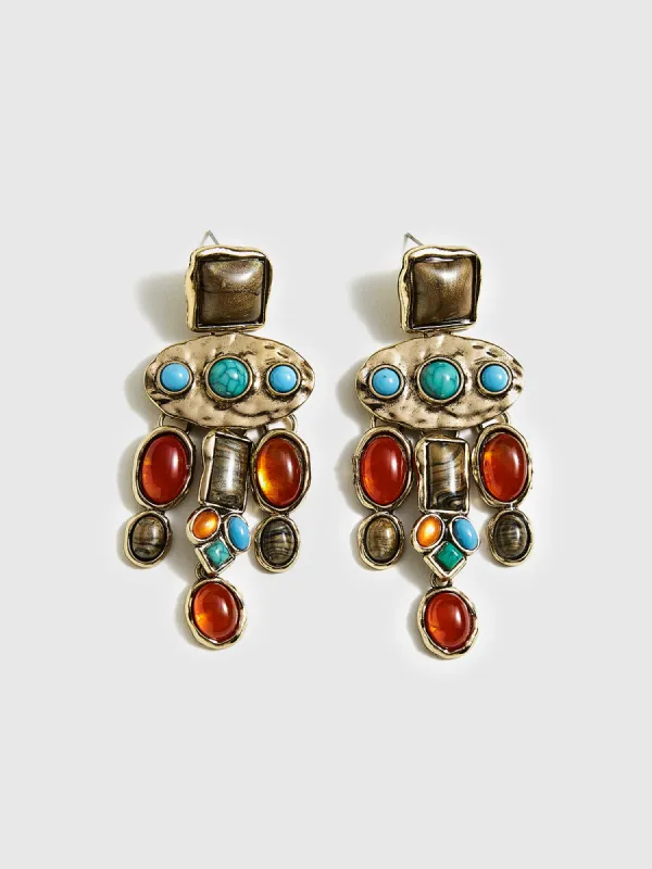 Baroque Colorful Gemstones Pendant Earrings sold by COMMENSE