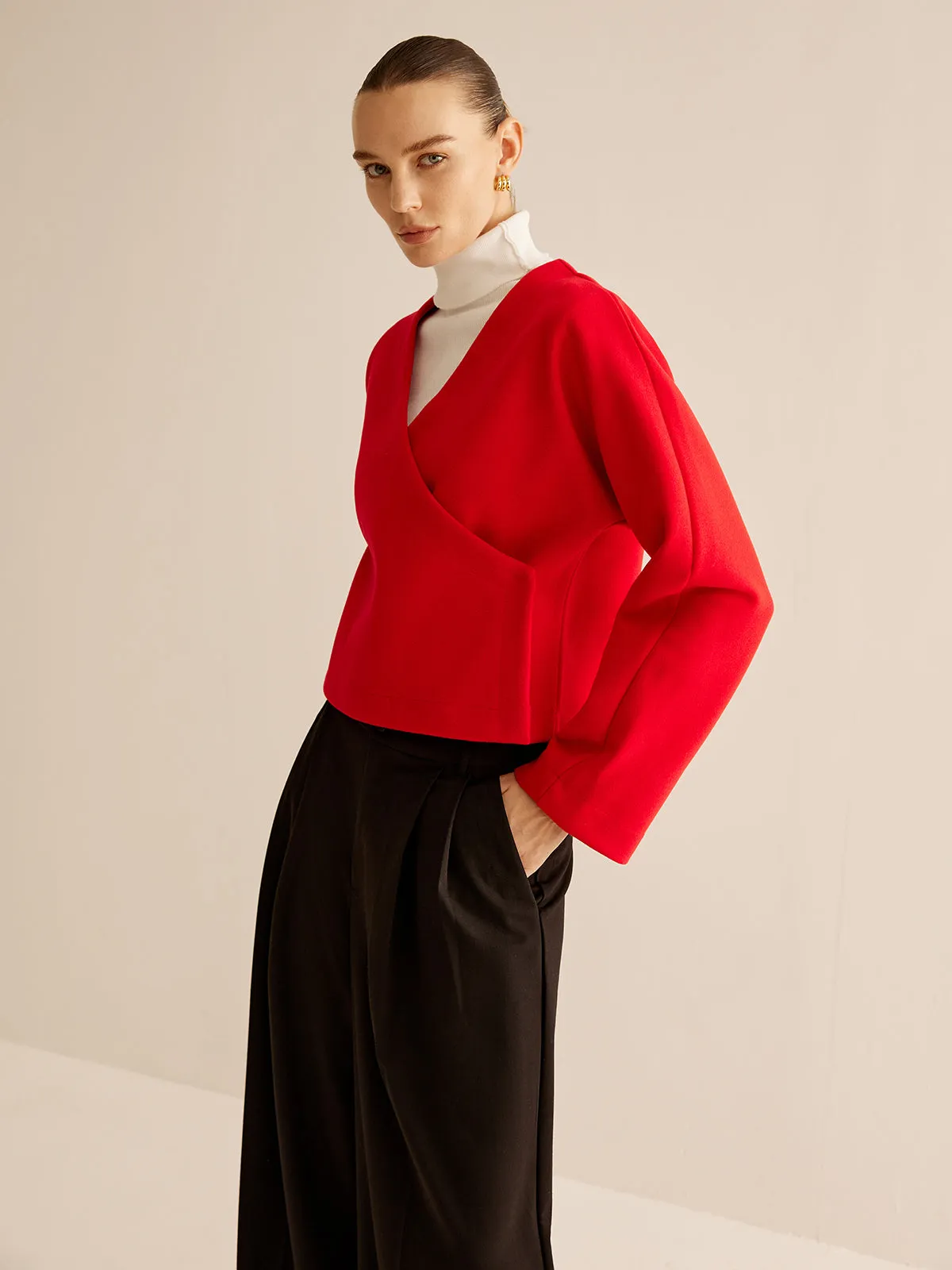 V-Neck Criss Cross Jacket sold by COMMENSE product image thumbnail 3