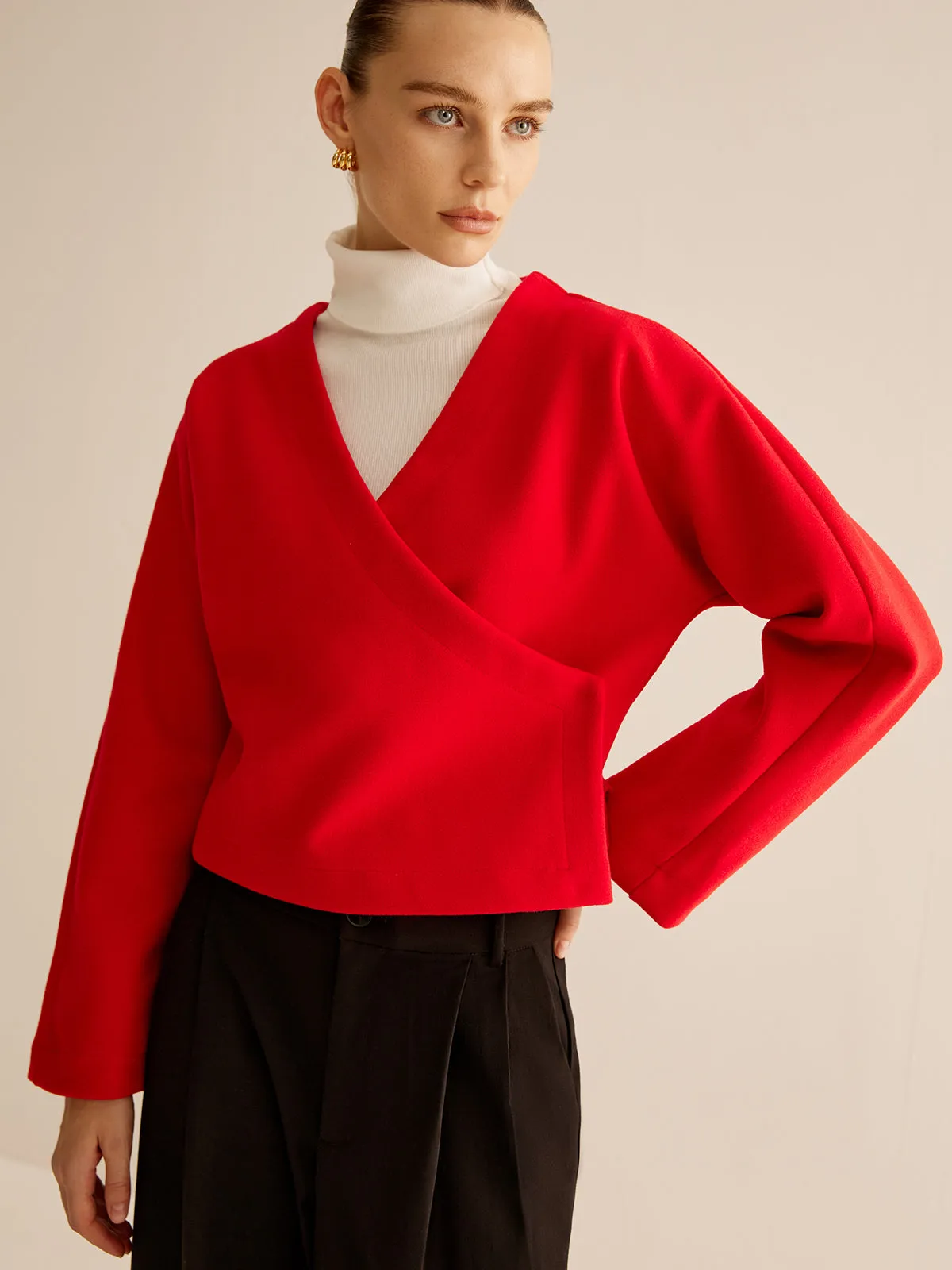 V-Neck Criss Cross Jacket sold by COMMENSE product image thumbnail 5