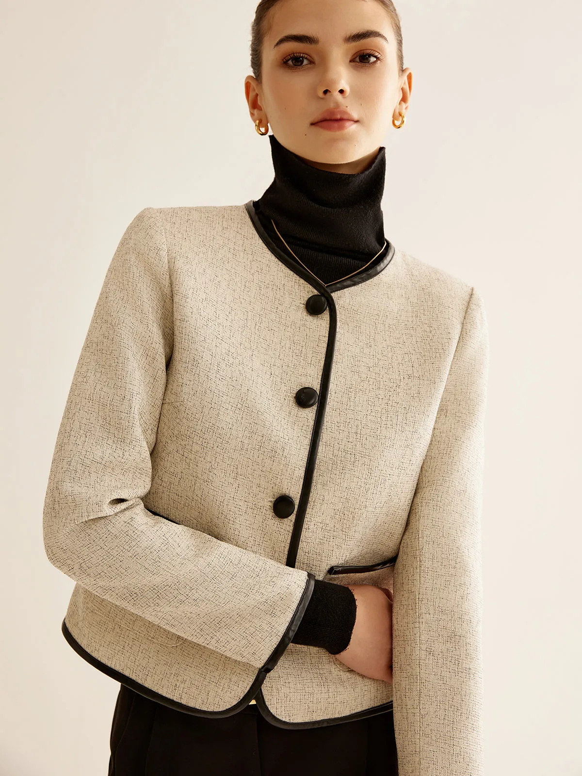 Elegant Contrast Trim Blazer sold by COMMENSE product image thumbnail 3