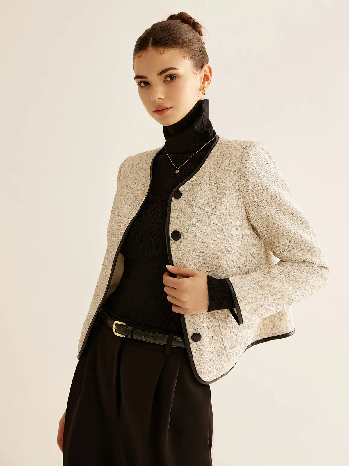 Elegant Contrast Trim Blazer sold by COMMENSE