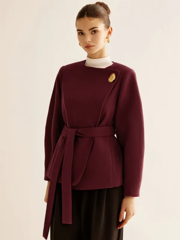 Tweed Metal-Detail Belted Coat sold by COMMENSE