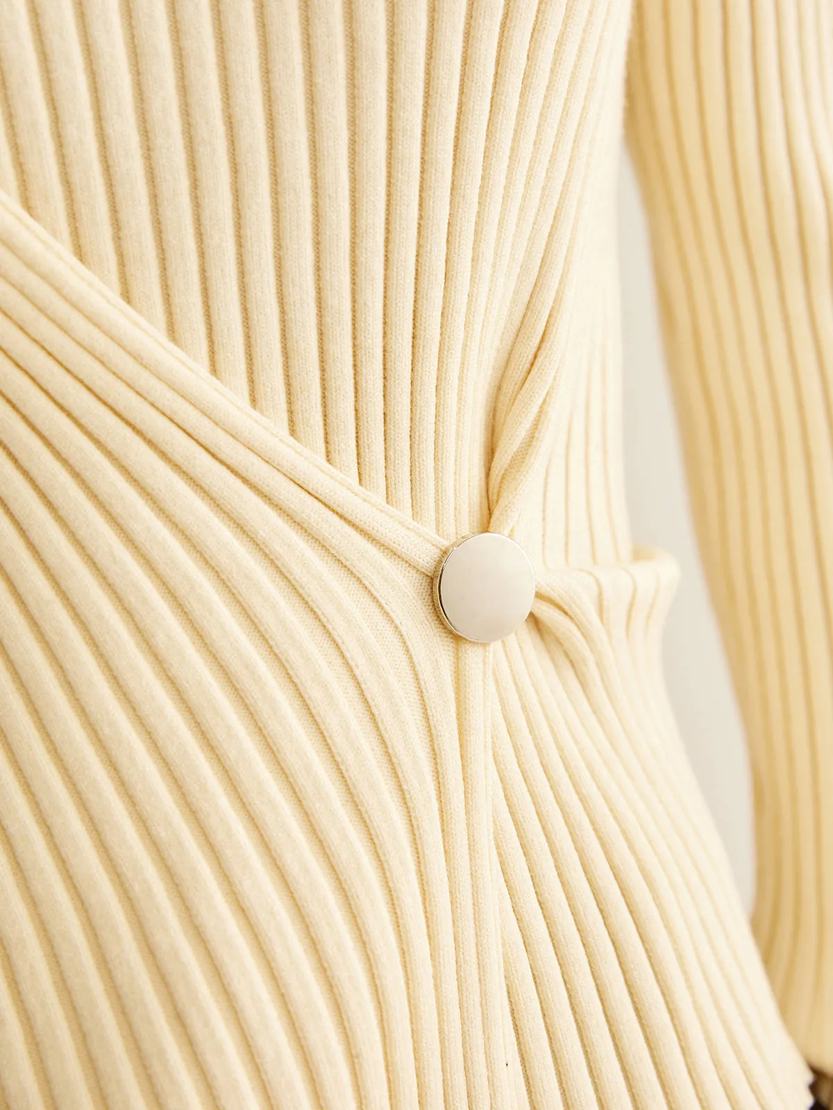 Mock-Neck Ribbed Cinched Sweater sold by COMMENSE product image thumbnail 5