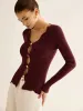 Wave Trim Cutout Slim Knit Top sold by COMMENSE