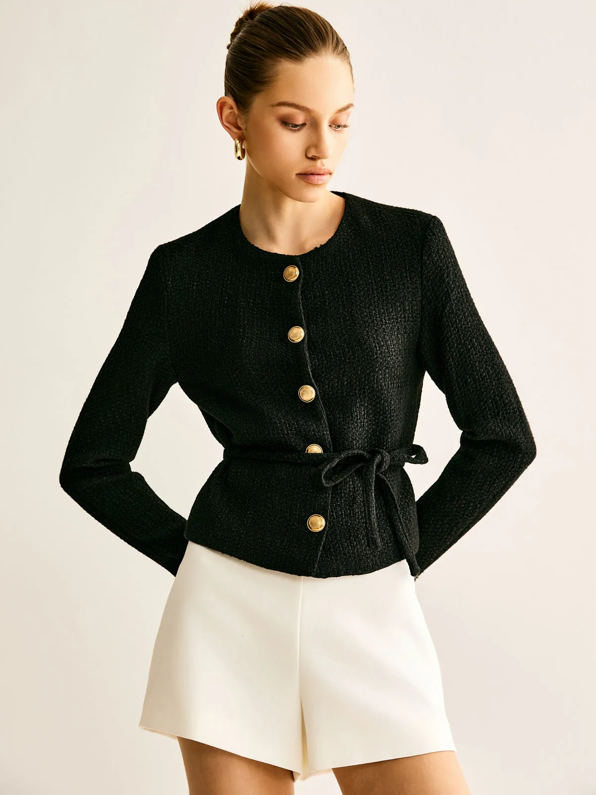 Rope-Belted Button Blazer sold by COMMENSE product image thumbnail 4