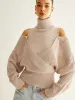 Wool-Blend Turtleneck Cinched Knit Top sold by COMMENSE