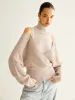 Wool-Blend Turtleneck Cinched Knit Top sold by COMMENSE