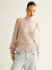 Wool-Blend Turtleneck Cinched Knit Top sold by COMMENSE