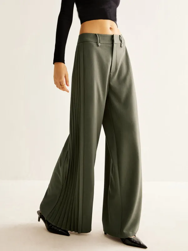 Side Pleated Wide-Leg Pants sold by COMMENSE