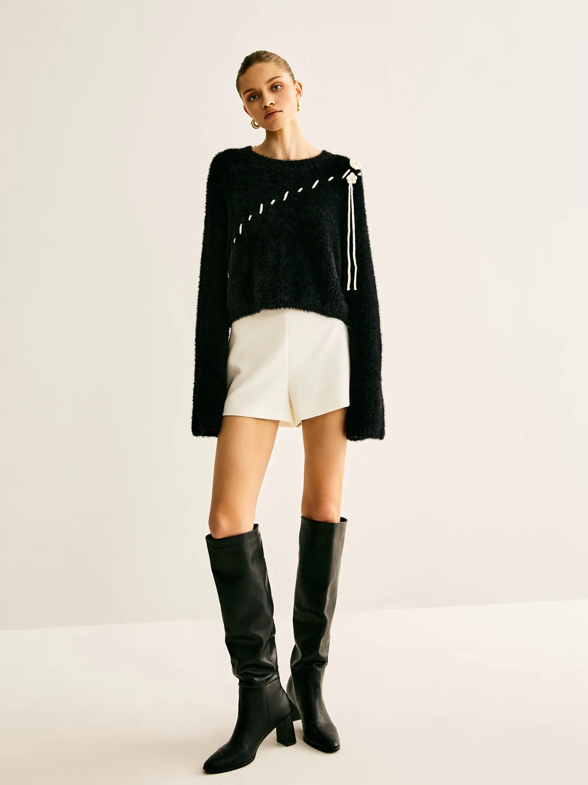 Contrast Piping Floral Sweater sold by COMMENSE product image thumbnail 4