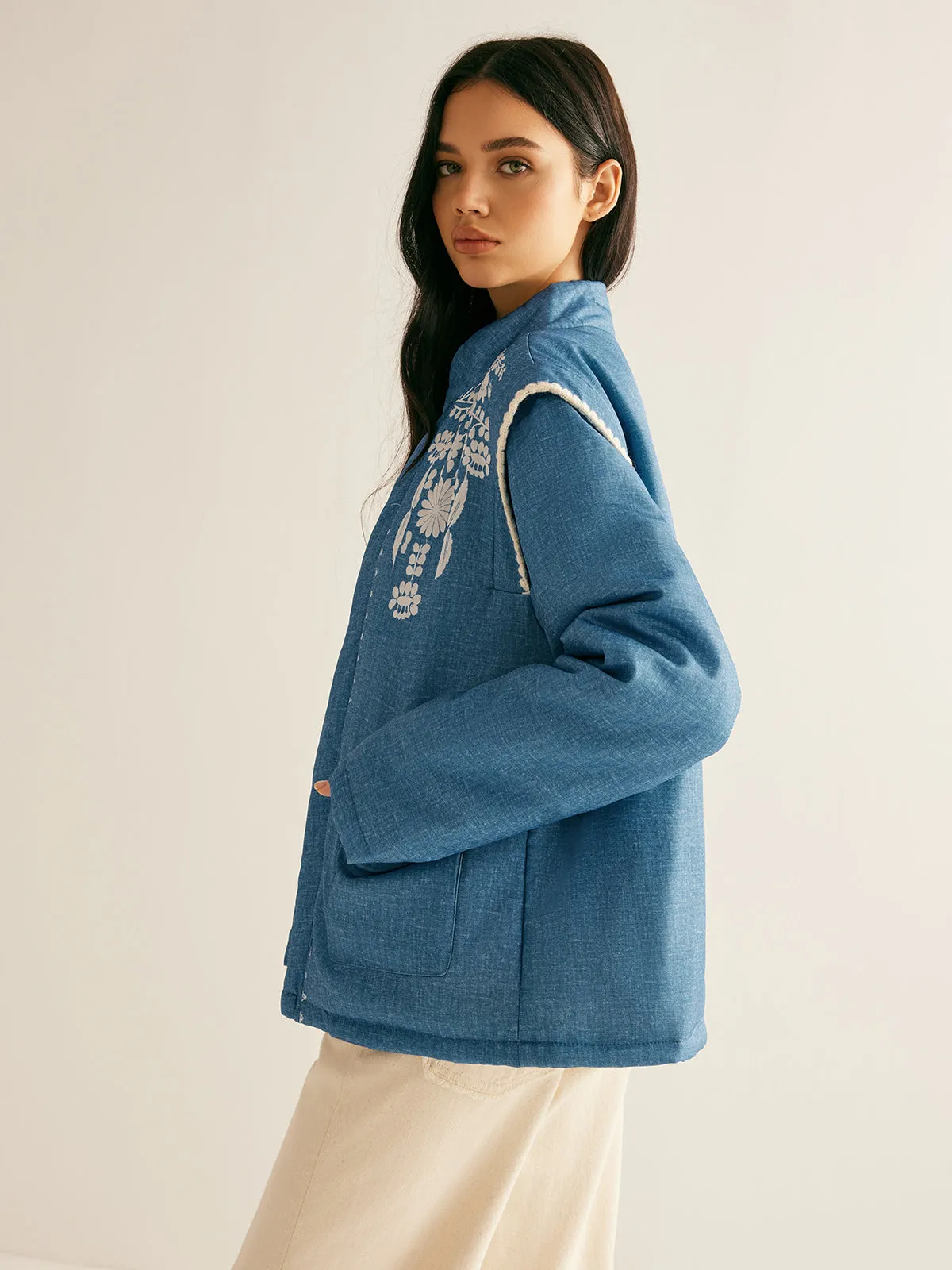 Boheme Printed Pockets Winter Coat sold by COMMENSE product image thumbnail 5