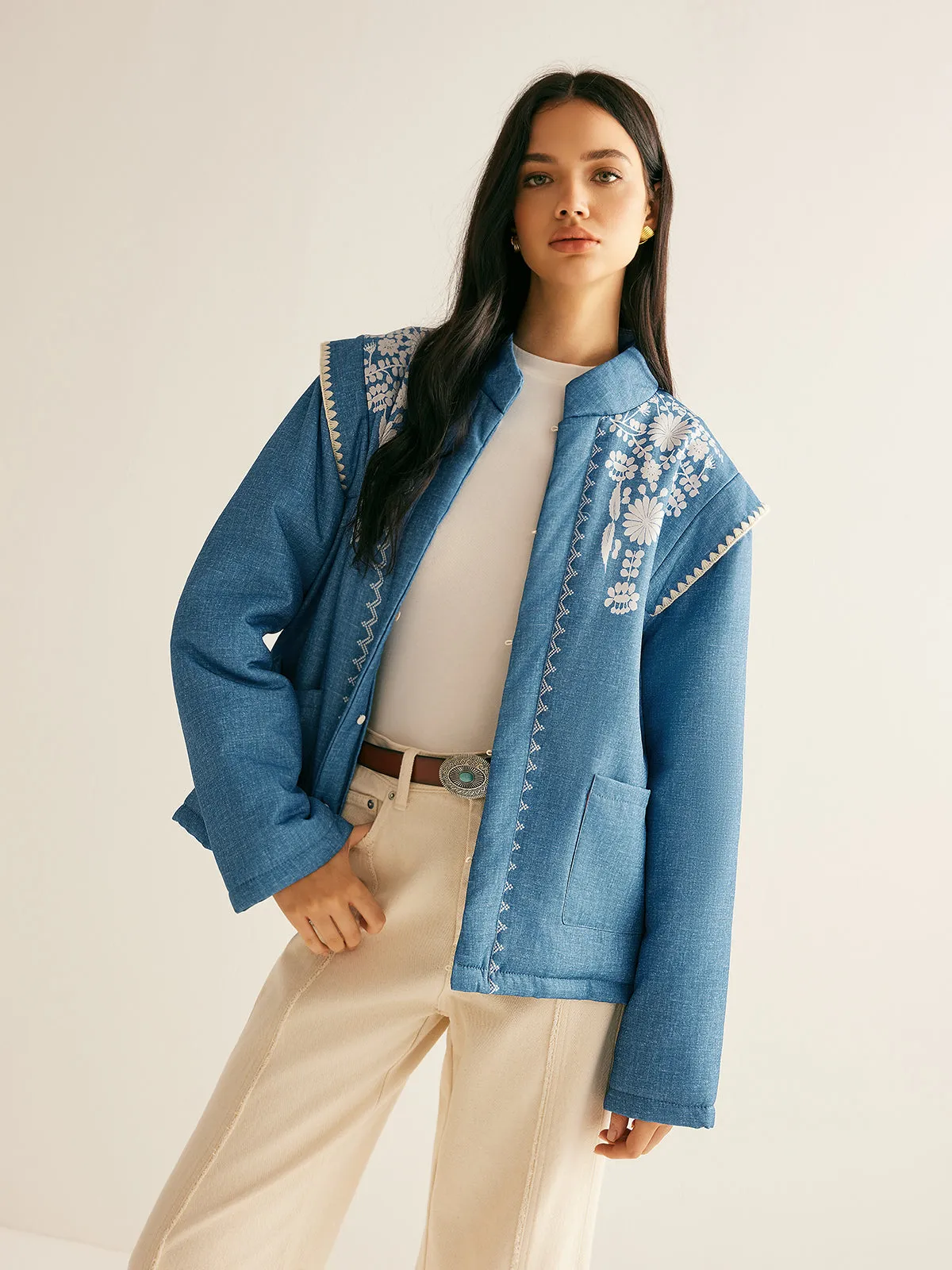 Boheme Printed Pockets Winter Coat sold by COMMENSE product image thumbnail 3