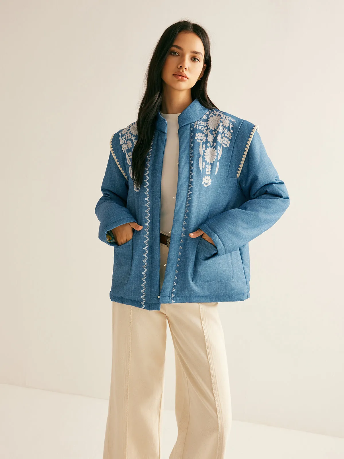 Boheme Printed Pockets Winter Coat sold by COMMENSE product image thumbnail 4