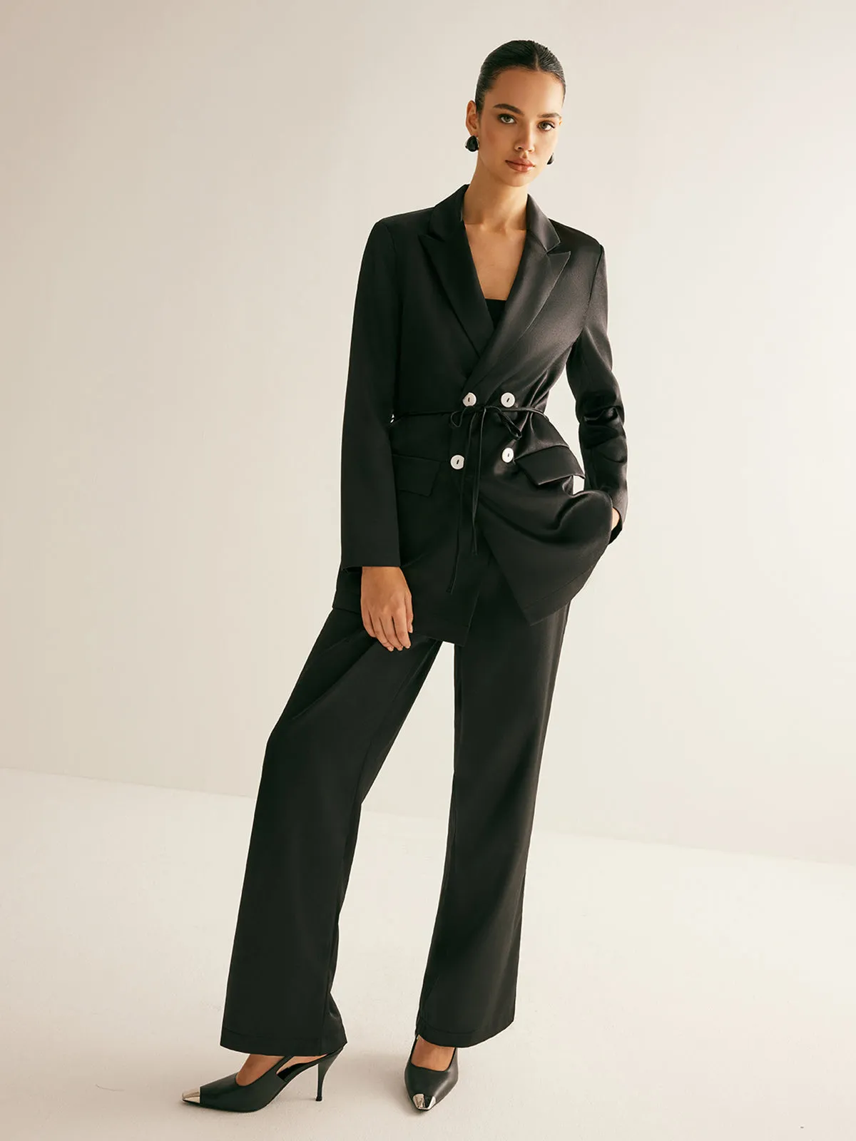 Essential Belted Button Blazer sold by COMMENSE product image thumbnail 5