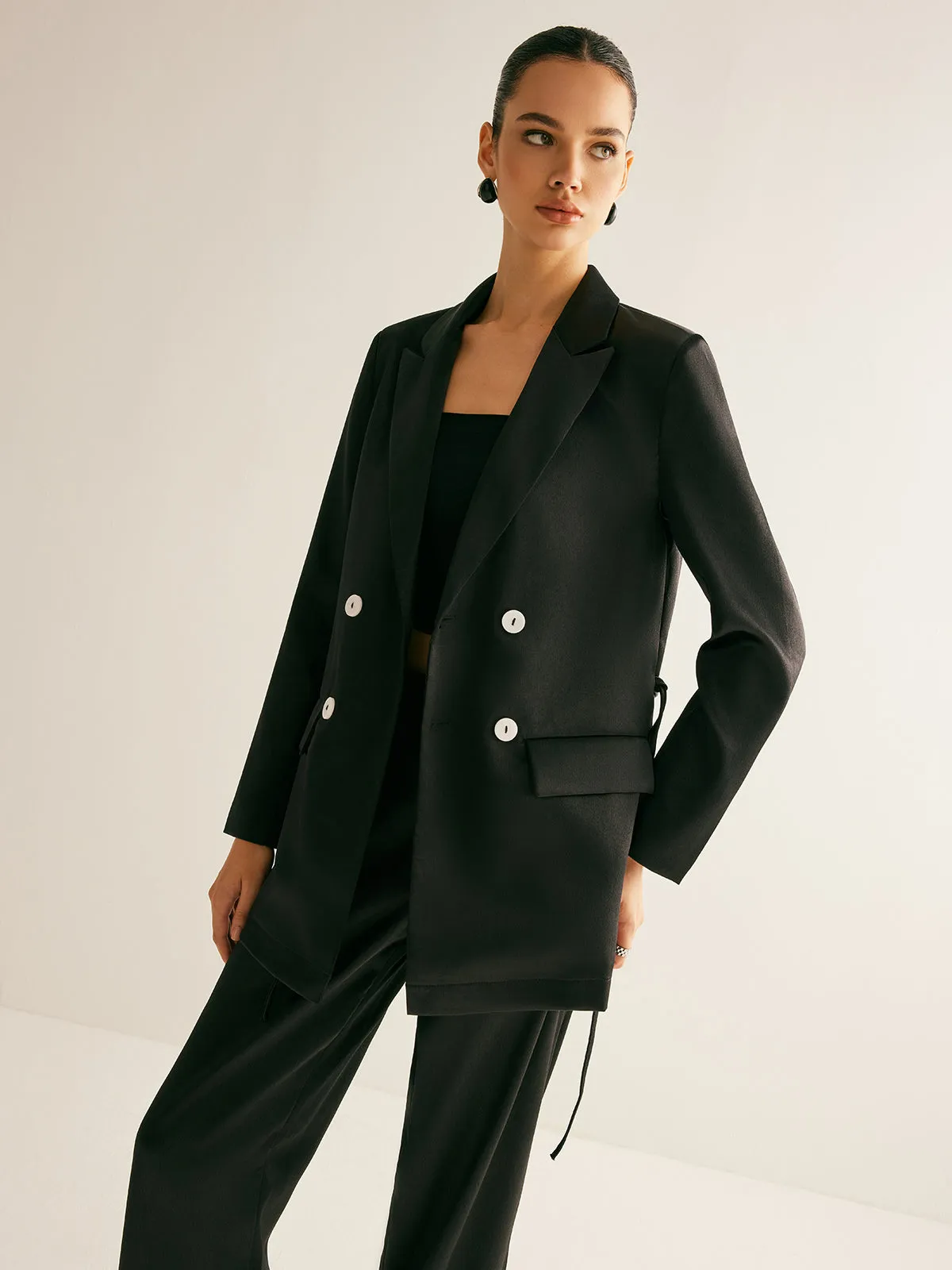 Essential Belted Button Blazer sold by COMMENSE product image thumbnail 2