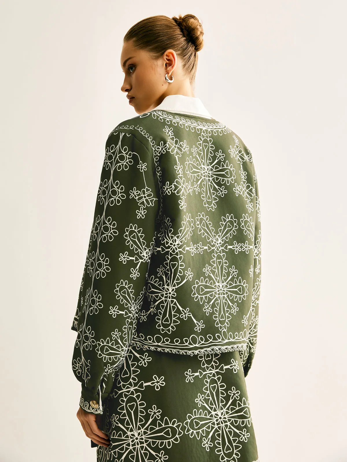 Boheme Printed Round Neck Winter Coat sold by COMMENSE product image thumbnail 4