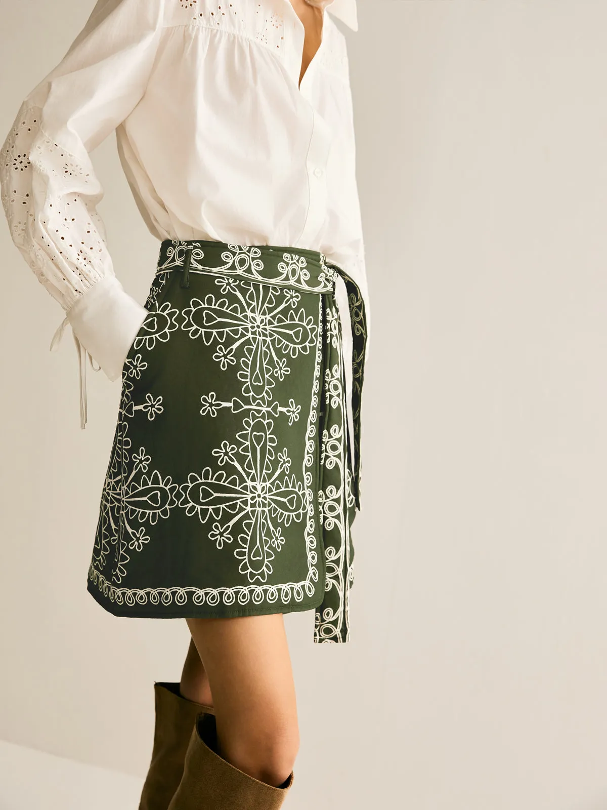 Boheme Printed Belted Skirt sold by COMMENSE product image thumbnail 4