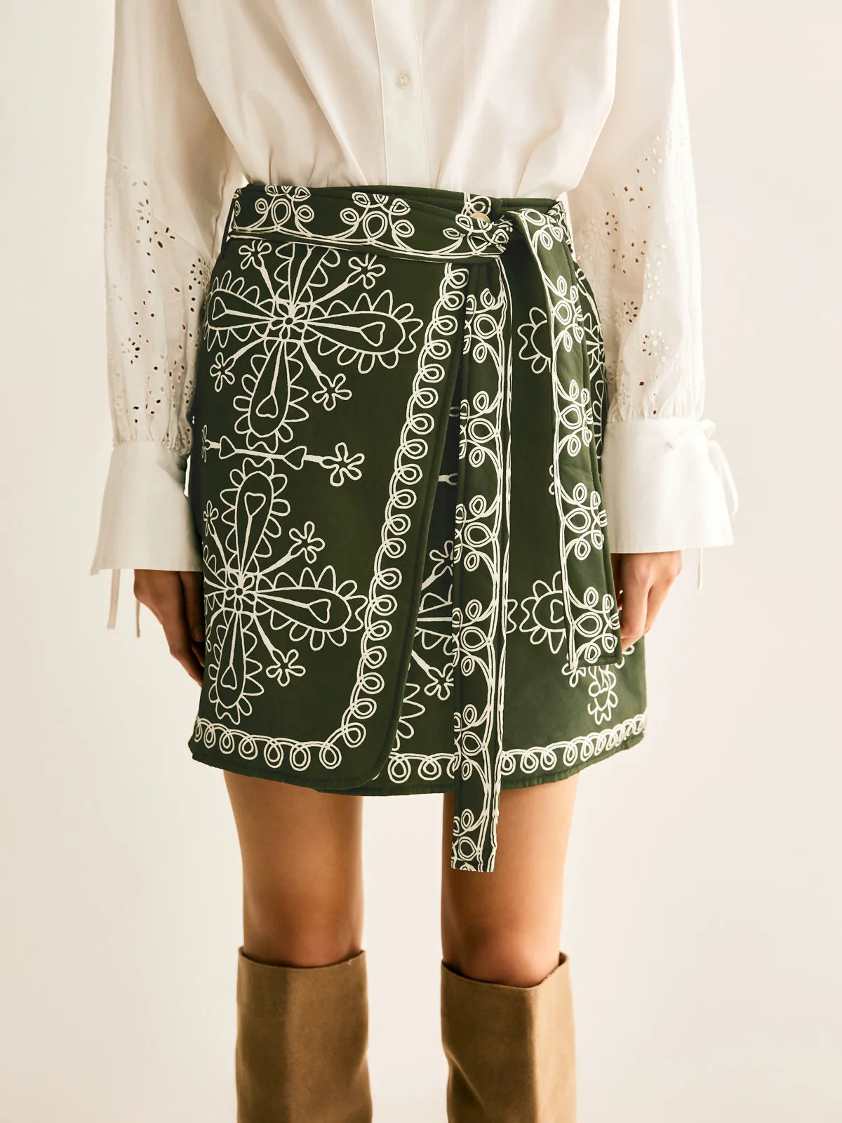 Boheme Printed Belted Skirt sold by COMMENSE