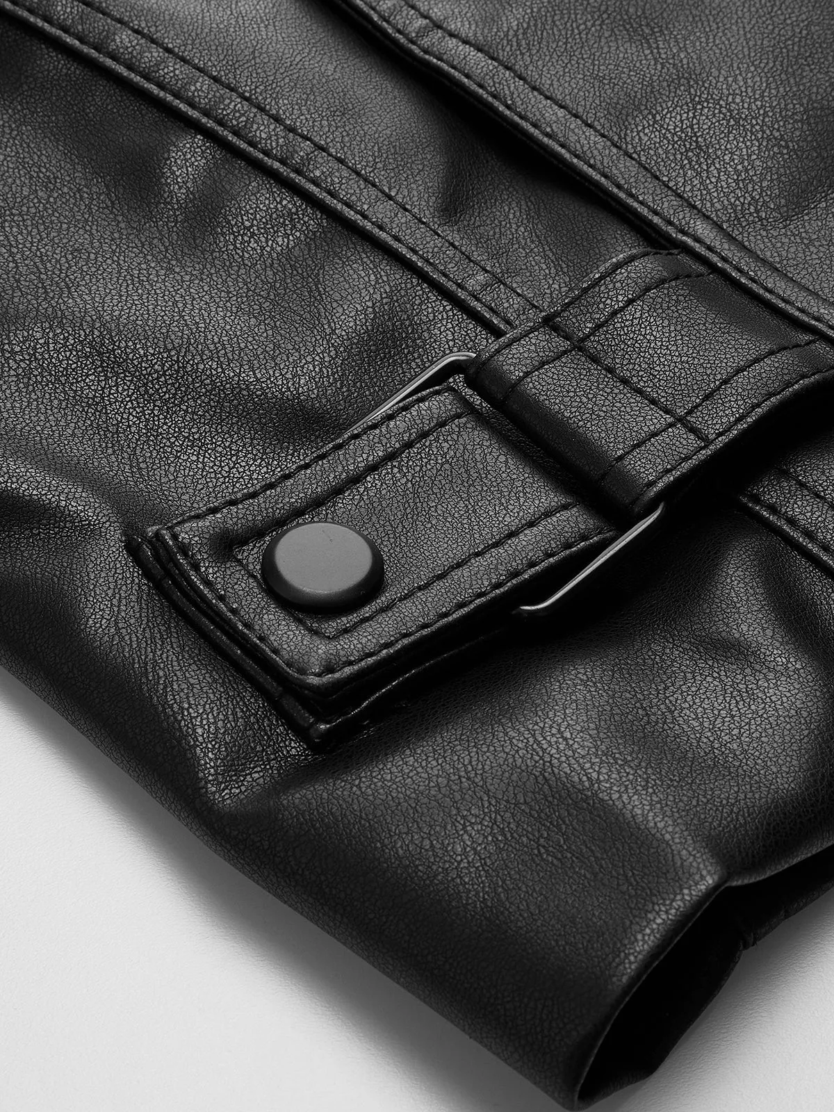 Button Clasp PU Leather Jacket sold by COMMENSE product image thumbnail 2