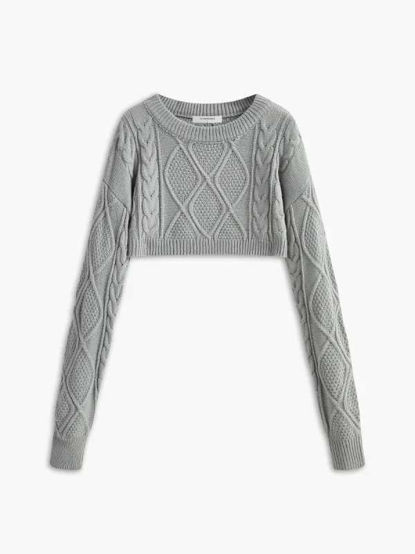 Crop Cable Knit Top sold by COMMENSE