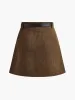Corduroy Pleated Skirt With Belt sold by COMMENSE