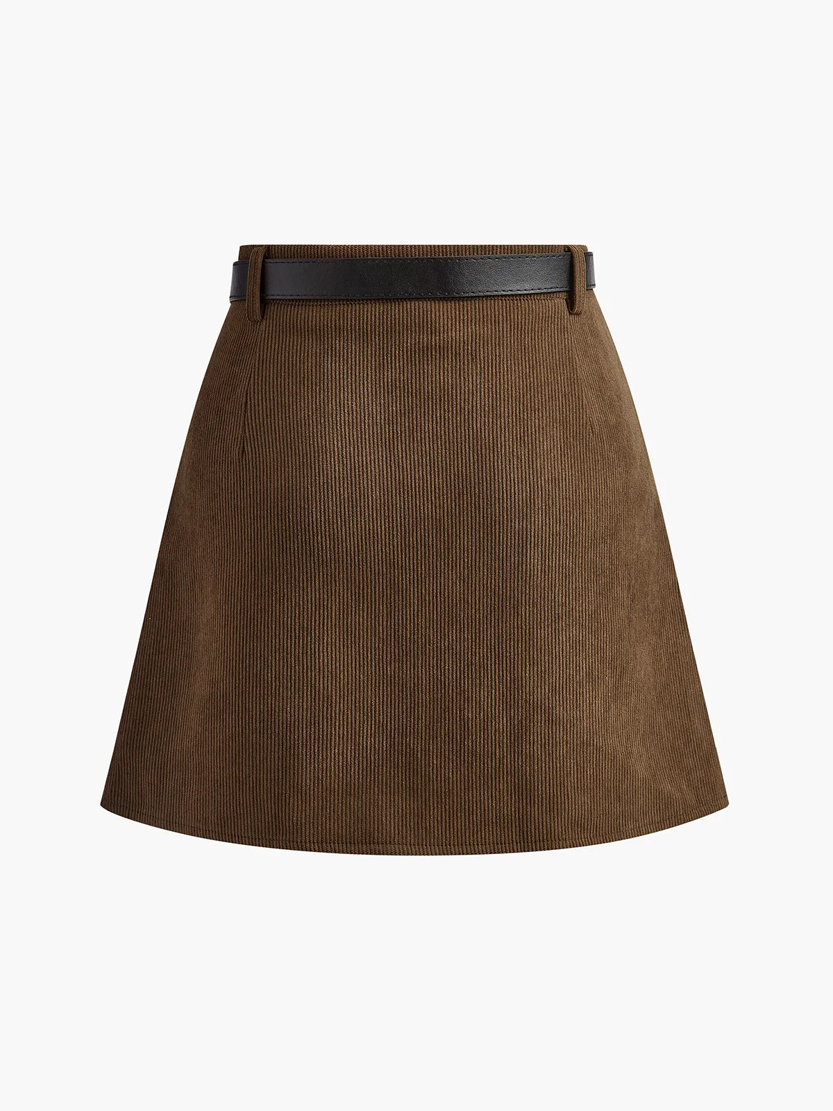 Corduroy Pleated Skirt With Belt sold by COMMENSE product image thumbnail 3