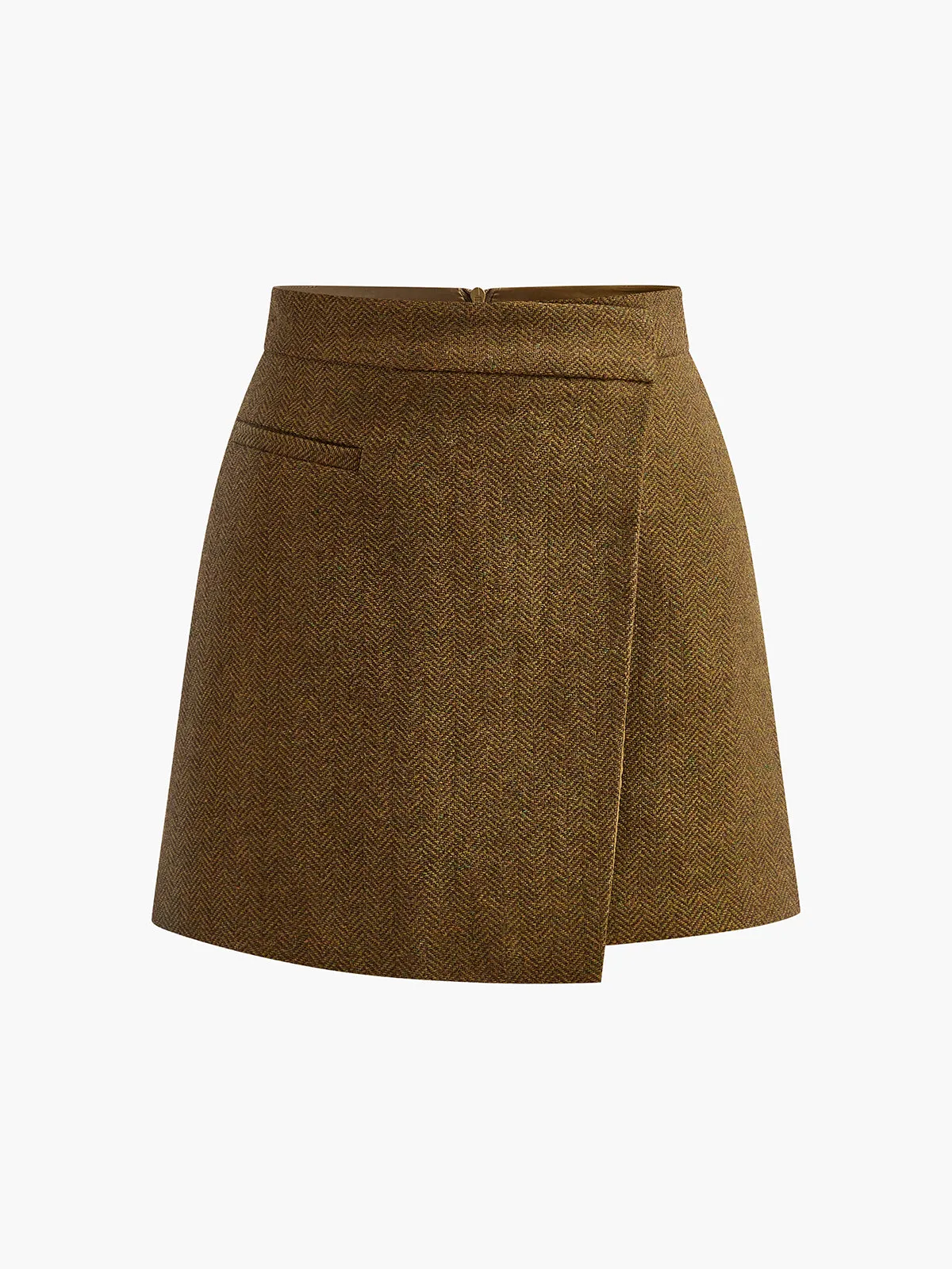 Wool-Blend Zipper Wrap Skirt sold by COMMENSE