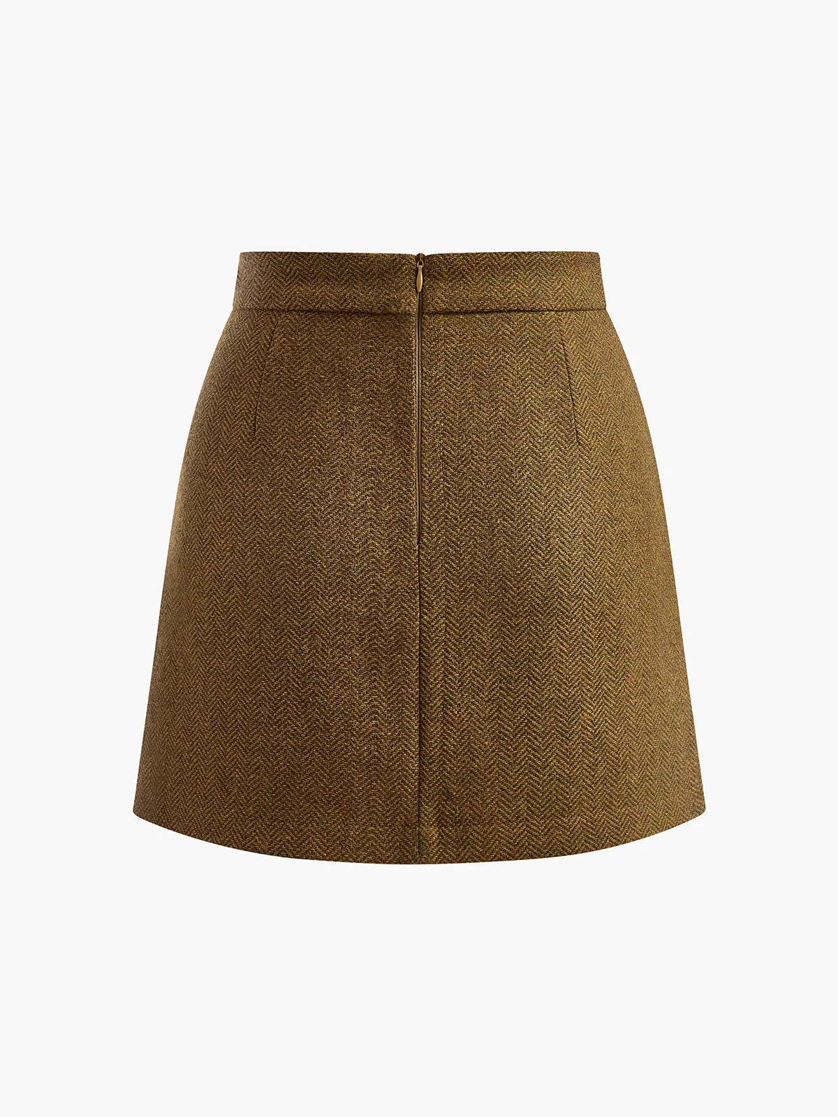 Wool-Blend Zipper Wrap Skirt sold by COMMENSE product image thumbnail 2